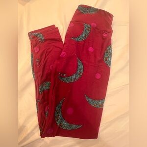 Lularoe One Size Leggings moon pink and blue
